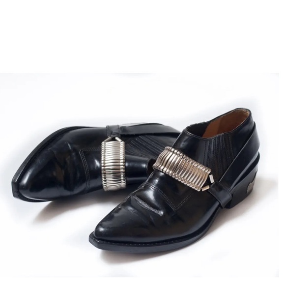 TOGA PULLA Black Women’s Leather Cuban Heel Booties Size 38